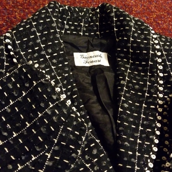 GIANCARLO FERRARI B/W/Gray Glitter Thread Jacket S - Picture 7 of 8